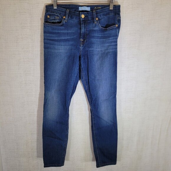 7 For All Mankind Denim - 7 For All Mankind Jeans Womens 28 The Ankle Skinny Medium Wash Denim Stretch